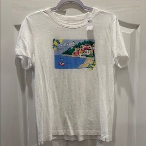 LOFT White Tee with Vibrant Positano Graphic